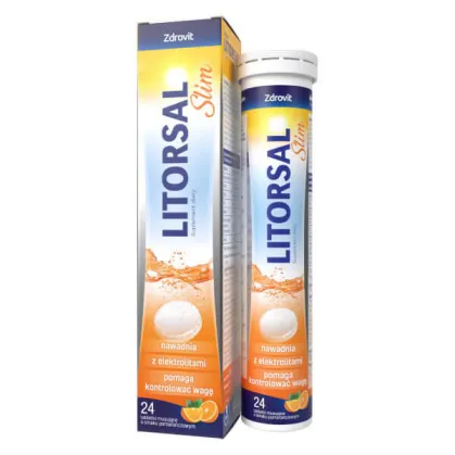 Zdrovit Litorsal Slim, smak pomarańczowy, 24 tabletki musujące