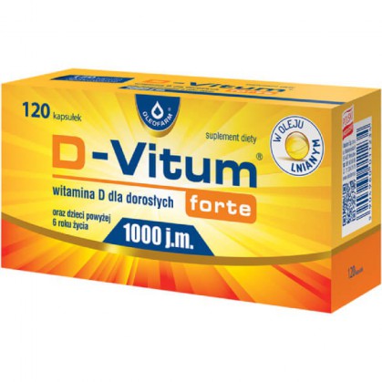 D-Vitum Forte 1000 j.m., witamina D dla dorosłych i dzieci powyżej 6 roku, 120 kapsułek