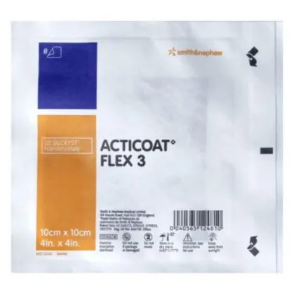 Acticoat Flex 3 (Powleczony srebrem opatrunek z barierą przeciwbakteryjną) 10x10cm, 1sztuka