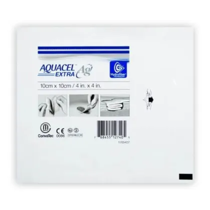 Aquacel Ag Extra, opatrunek chłonny Hydrofiber, antybakteryjny ze srebrem, 10 cm x 10 cm, 1 sztuka