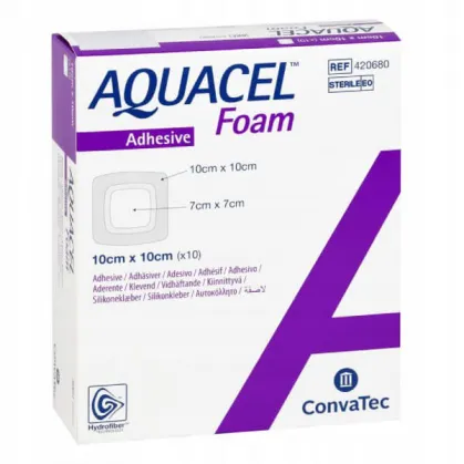 Aquacel Ag Foam, opatrunek przylepny, 10 x 10 cm, 1szt.