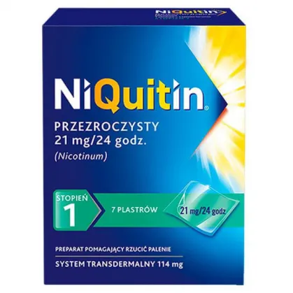 NiQuitin 21mg/24h, 7 plastrów przezroczystych (imp)