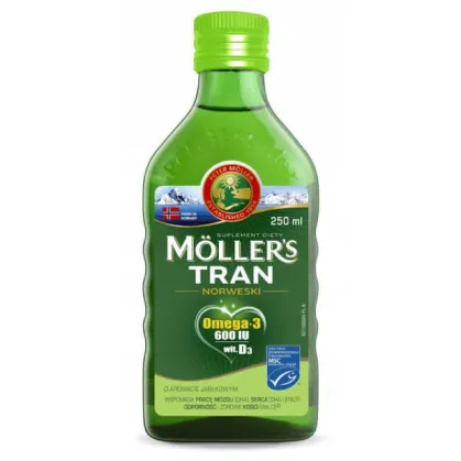 Moller's Tran Norweski, powyżej 3 lat, aromat jabłkowy, 250 ml