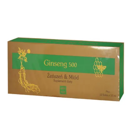 Ginseng 500, Żeńszeń & Miód, płyn, 10 ml x 10 fiolek