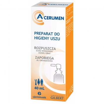 A-Cerumen, preparat do higieny uszu dla dzieci powyżej 6 miesiąca i dorosłych, spray, 40 ml