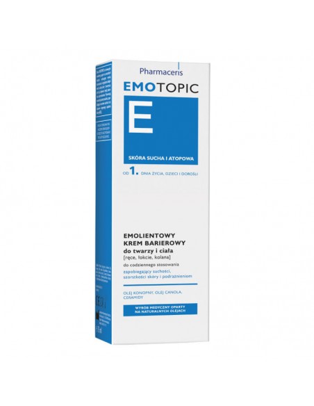 Pharmaceris E Emotopic, emolientowy krem barierowy do twarzy i ciała od 1 dnia życia, skóra sucha i atopowa, 75 ml