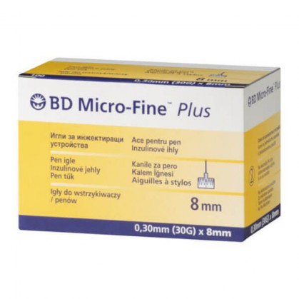 BD Micro-Fine Plus, igły do penów insulinowych, 30G (0,30 mm) x 8 mm, 100 sztuk