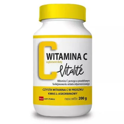Vitalite Witamina C, czysta witamina C 1000 mg w proszku, 200 g
