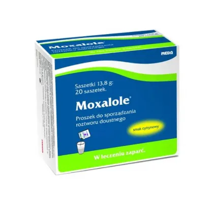 Moxalole 13,125 g + 350,7 mg + 46,6 mg + 178,5 mg, proszek do sporządzania roztworu doustnego, smak cytrynowy, 20 saszetek
