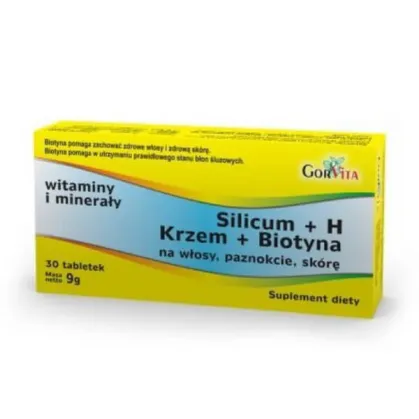 GorVita Silicum + H, Krzem + Biotyna, 30 tabletek