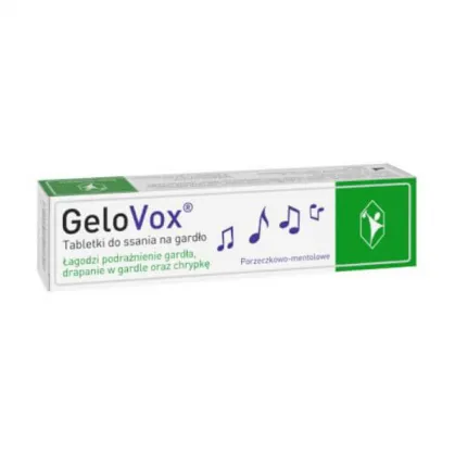 GeloVox, tabletki do ssania na gardło, smak porzeczkowo-mentolowy, 10 tabletek