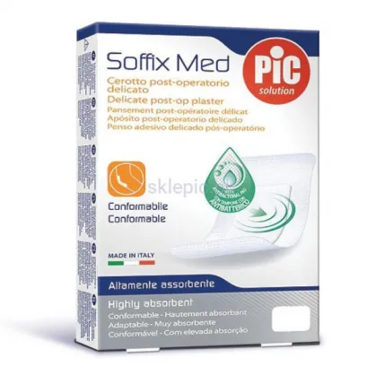 Pic Solution Soffix-Med, plaster pooperacyjny, antybakteryjny, 15 cm x 10 cm, 5 sztuk