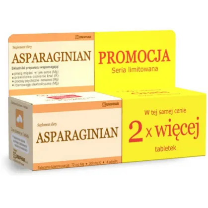 Asparaginian, 50 tabletek + 50 tabletek gratis