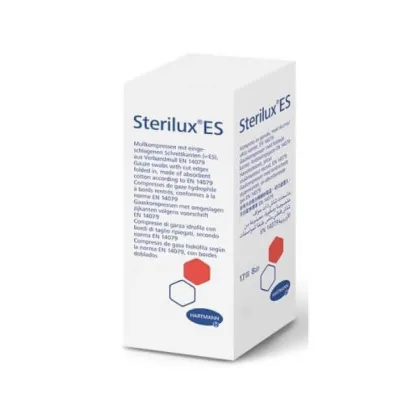 Sterilux ES, kompresy jałowe z gazy, 17-nitkowe, 8-warstwowe, 10cm x 10cm, 25 x 2 sztuk