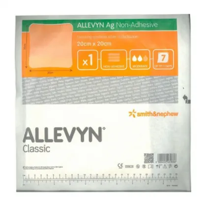 Allevyn AG non adhesive, opatrunek piankowy ze srebrem bez przylepca, 20 x 20 cm, 1 sztuka