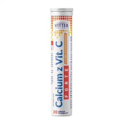 Vitter Calcium z Vit. C Forte, smak pomarańczowy, 20 tabletek musujących