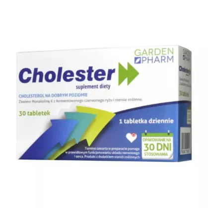 Cholester, tabletki ze składnikami pomagającymi utrzymać prawidłowy poziom cholesterolu, 30 szt.