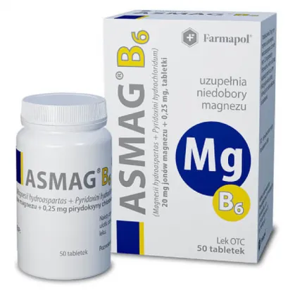 Asmag B6 20 mg + 0,25 mg, 50 tabletek