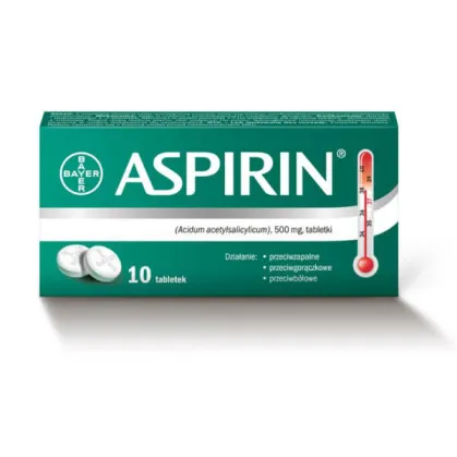Aspirin 500 mg, 10 tabletek (Inpharm import równoległy)