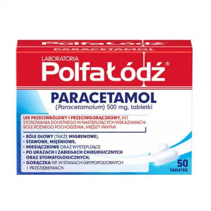 Paracetamol 500mg, Polfa-Łódź, 50 tabletek