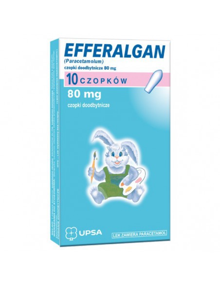 Efferalgan 80 mg, czopki doodbytnicze, dla dzieci od 2 do 6 miesiąca, 10 sztuk