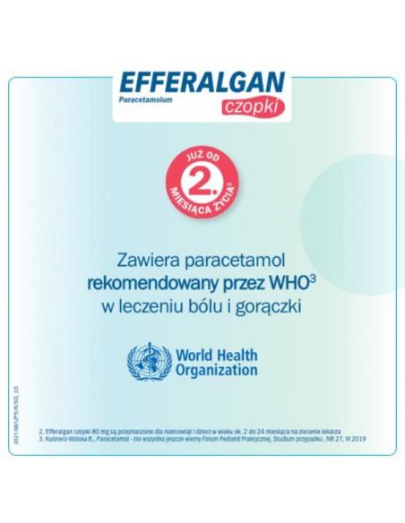 Efferalgan 80 mg, czopki doodbytnicze, dla dzieci od 2 do 6 miesiąca, 10 sztuk