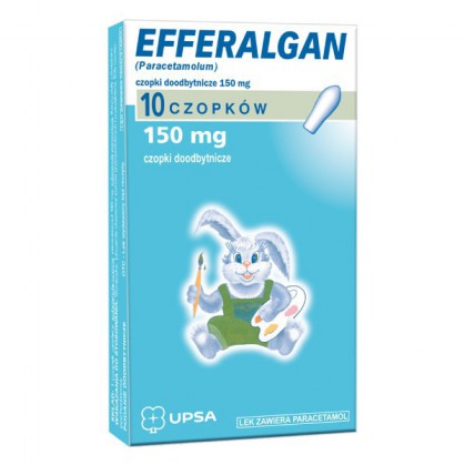 Efferalgan 150mg, dla dzieci od 24 miesięcy do 3 lat, 10 czopków