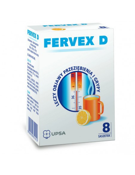 Fervex D 500 mg + 200 mg + 25 mg, granulat do sporządzania roztworu doustnego, 8 saszetek