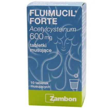 Fluimucil Forte 600mg, 10 tabletek musujących (import Delfarma)