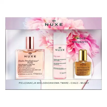 Nuxe Zestaw Huile Prodigieuse Florale olejek, 50ml + Very Rose woda micelarna, 50ml + Huile Prodigieuse Or olejek, 10ml