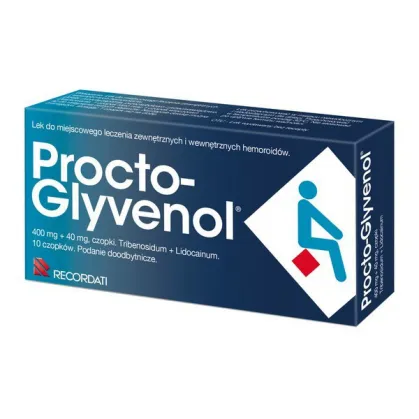 Procto-Glyvenol 400 mg + 40 mg, czopki, 10 sztuk (import równoległy Pharmavitae)