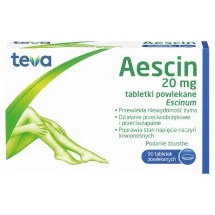 Aescin 20 mg, 90 tabletek powlekanych (import równoległy Inpharm)