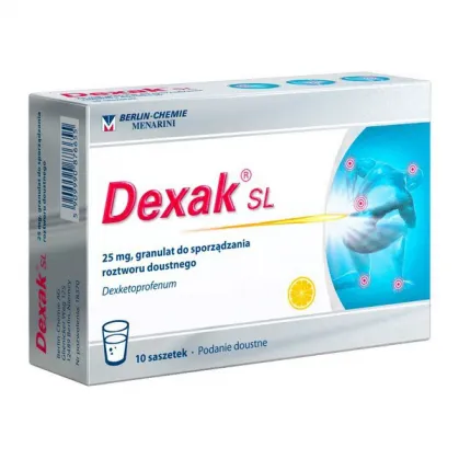Dexak SL, 25 mg, granulat do sporządzenia roztworu doustnego, 10 saszetek (import równoległy Pharmavitae)