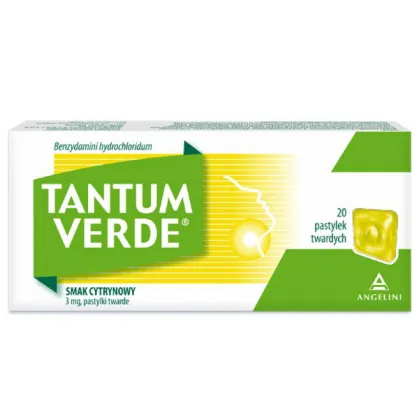 Tantum Verde 3 mg, smak cytrynowy, 20 pastylek twardych