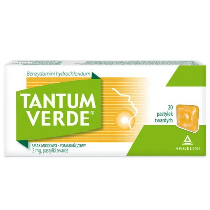 Tantum Verde 3 mg, smak miodowo-pomarańczowy, 20 pastylek