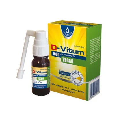 D-Vitum 1000 j.m. Vegan, witamina D dla dzieci od 1 roku i dorosłych, aerozol, 7 ml