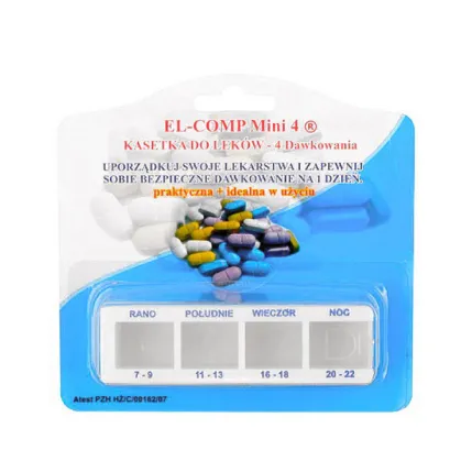 El-Comp Mini 4, kasetka do leków dzienna, 4-komorowa, 1 sztuka