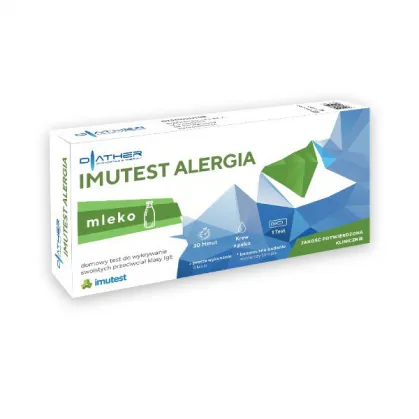 Diather Imutest Alergia Mleko, domowy test do wykrywania swoistych przeciwciał klasy IgE, 1 sztuka