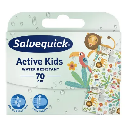 Salvequick Active Kids, plastry z opatrunkiem dla dzieci, wodoodporne, do cięcia, 70cm x 6cm