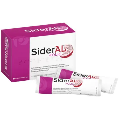 SiderAL Folic 30 mg, proszek do bezpośredniego rozpuszczenia w ustach, 20 saszetek
