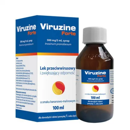 Viruzine Forte 500 mg/ 5 ml, syrop dla dorosłych i dzieci od 1 roku, smak bananowo-malinowy, 100 ml