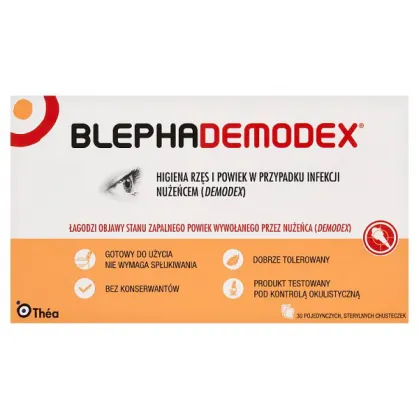 Blephademodex, sterylne chusteczki oczyszczające, 30 sztuk