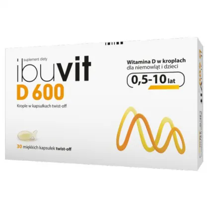 Ibuvit D 600, witamina D dla niemowląt i dzieci, 30 kapsułek twist off
