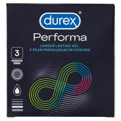 Durex Performa, prezerwatywy z lubrykantem przedłużającym stosunek, 3 sztuki