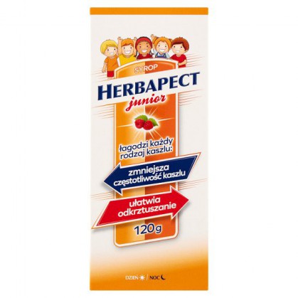 Herbapect Junior, syrop dla dzieci powyżej 3 lat, smak malinowy,120g