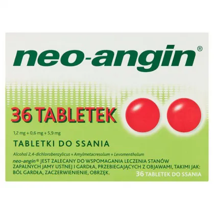 Neo-Angin 1,2 mg + 0,6 mg + 5,9 mg, 36 tabletki do ssania