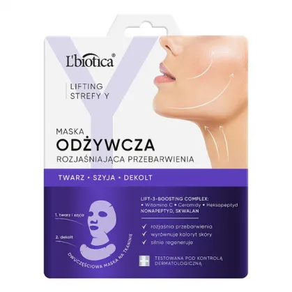 L'Biotica Lifting Strefy Y, odżywcza maska do twarzy, rozjaśniająca przebarwienia, 1 sztuka