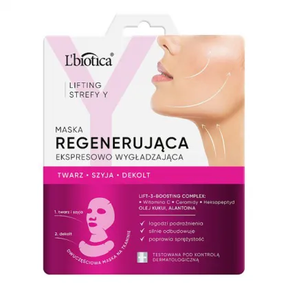 L'Biotica Lifting Strefy Y, regenerująca maska do twarzy, ekspresowo wygładzająca, 1 sztuka