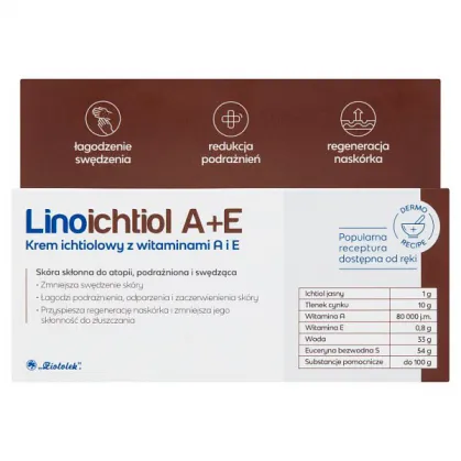 Linoichtiol A+E, krem ichtiolowy z witaminą A i E, do twarzy, 50 g