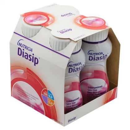 Diasip, preparat odżywczy dla diabetyków, smak truskawkowy, 4 x 200 ml